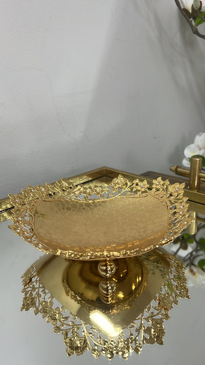 Intricate gold serving decorative / snack tray