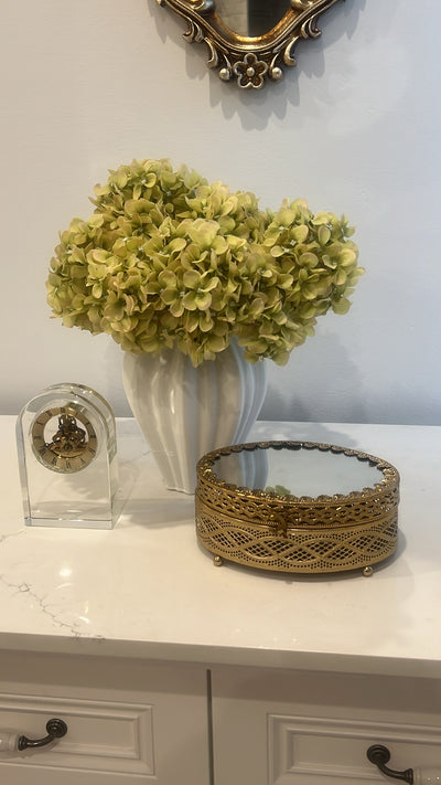 Hydrangeas + ribbed 3d print vase - Luscious Homewares