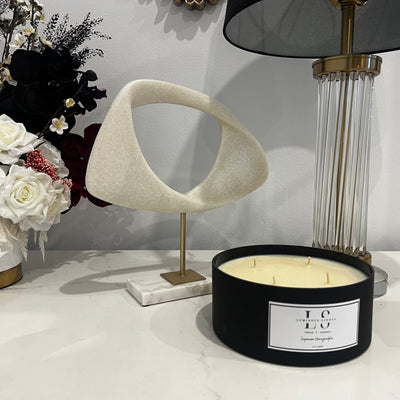 Quartz sculpture brass rod marble stand - Luscious Homewares