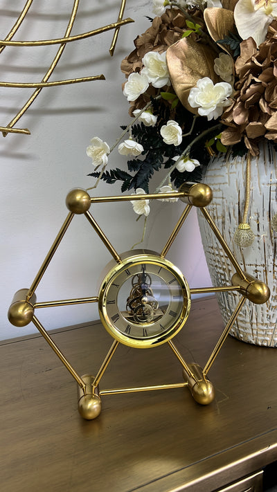 Hexagon Gold brass clock