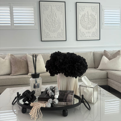 Black Hydrangeas + 3d print white vase - Luscious Homewares