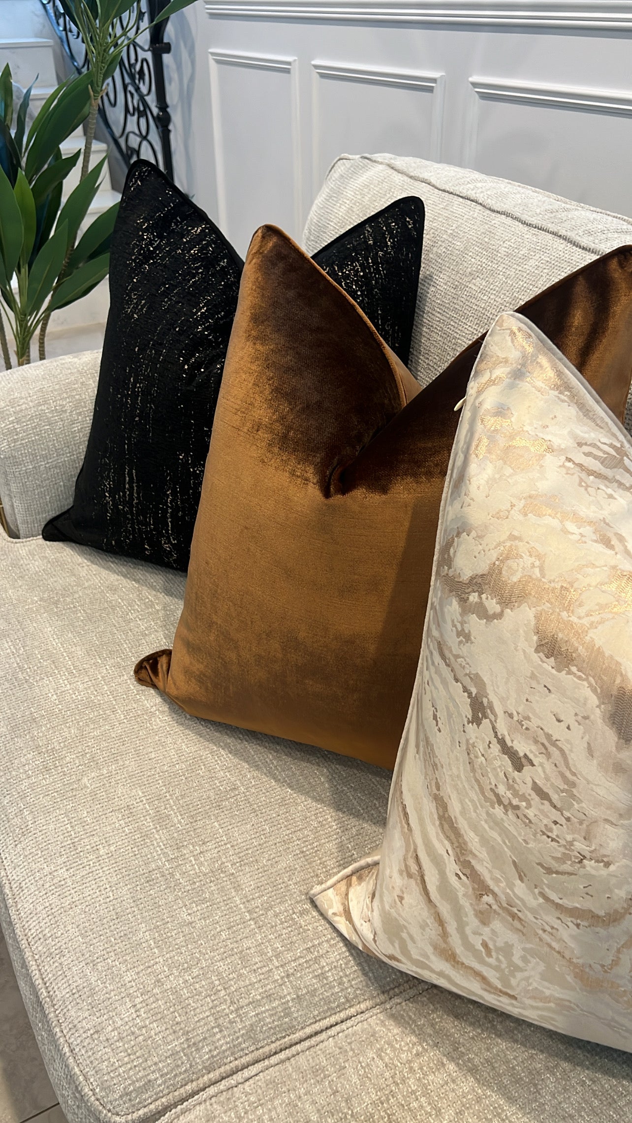 De-luxe caramel velvet cushion - Luscious Homewares