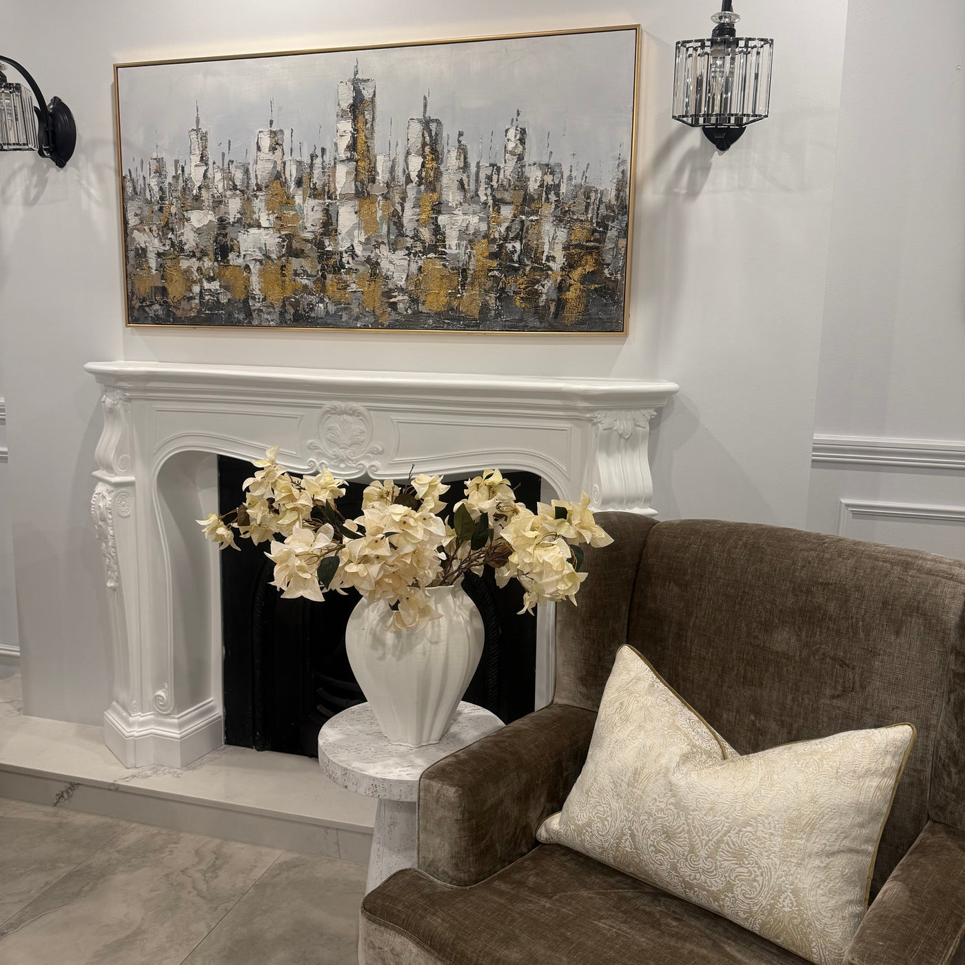 Metropolis wall art gold frame - Luscious Homewares