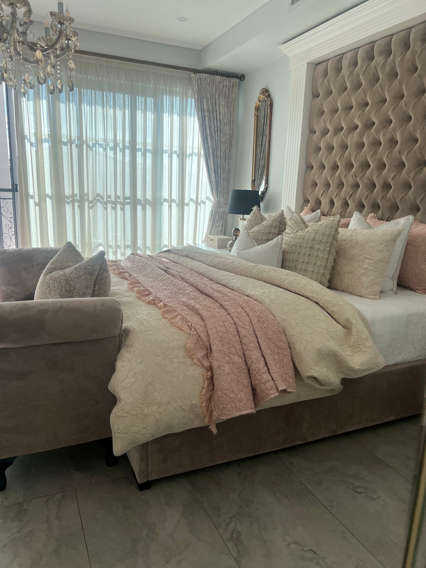 Angelica soft ndusty pink Coverlet throw 3 piece set queen / king size - Luscious Homewares