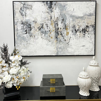Verre textured Canvase wall art black frame - Luscious Homewares