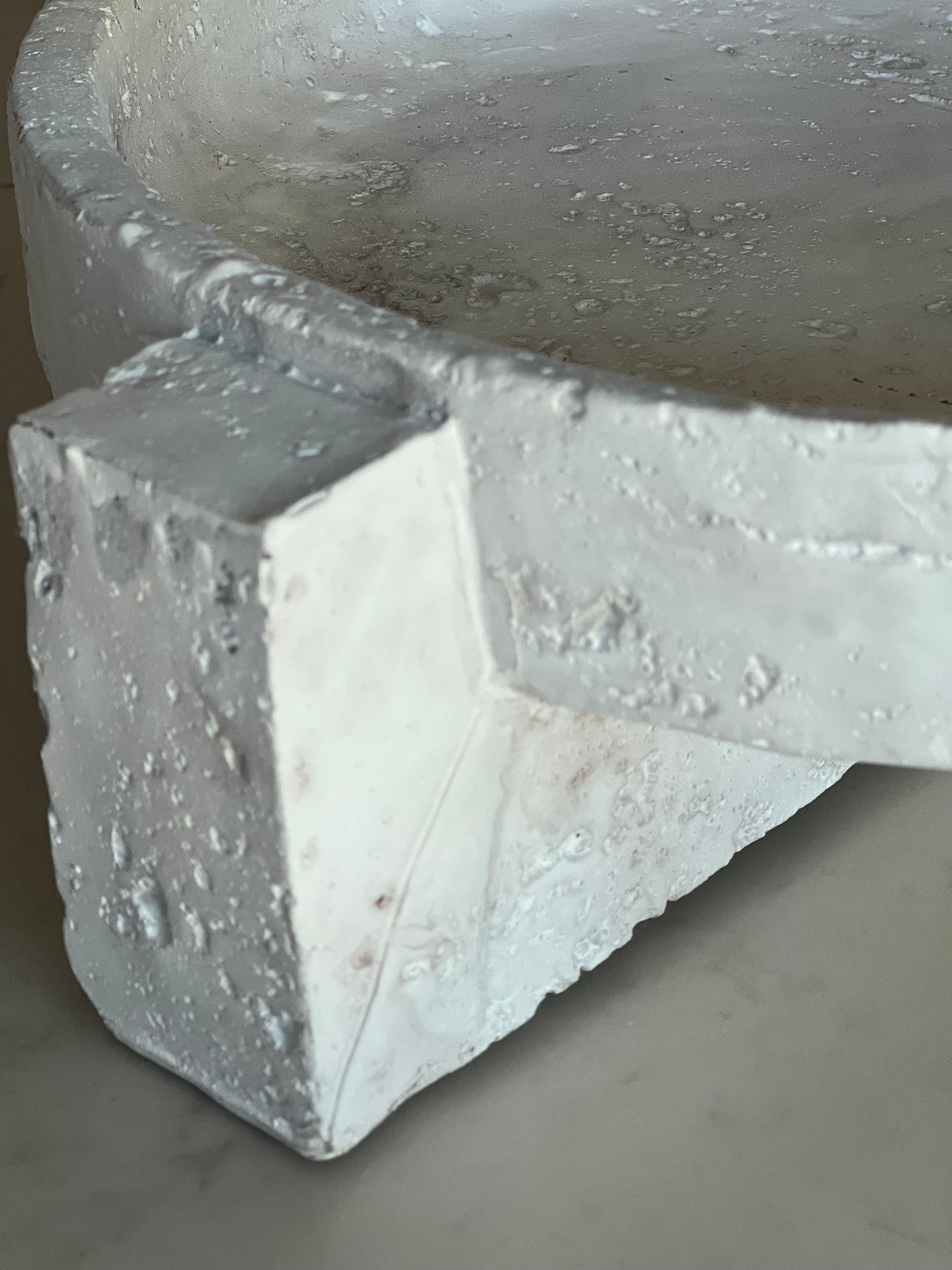 Pedestal white Stone Tray / decorative bowl - Luscious Homewares