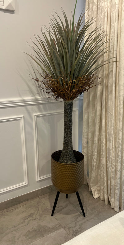 Large Dragon palm Artificial plant / gold metal pot - Luscious Homewares