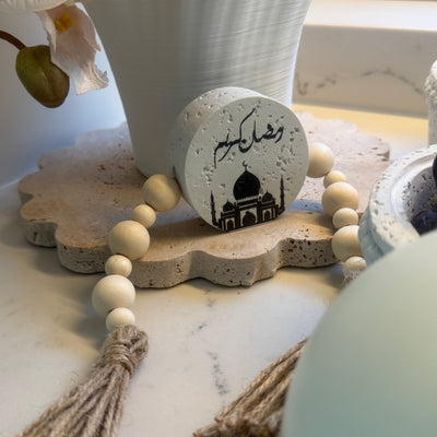 Stone Garland Ramadan Kareem wooden decorative bead with tassel