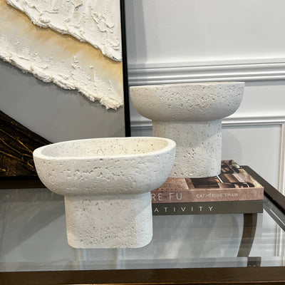 Vessel white Stone decorative bowl - Luscious Homewares