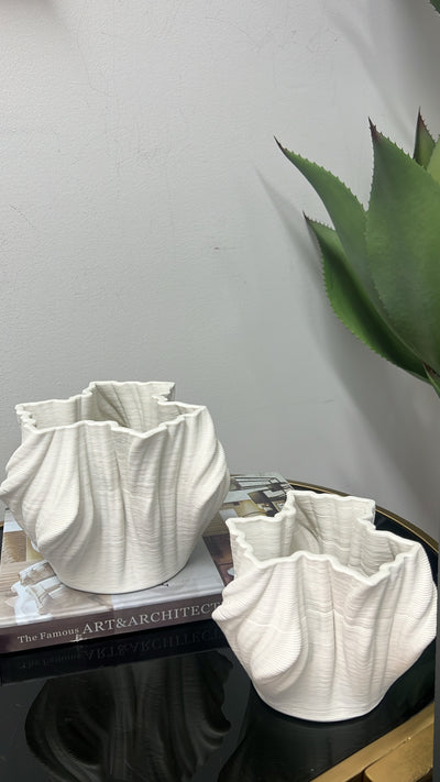 Swivel white ceramic vase - Luscious Homewares