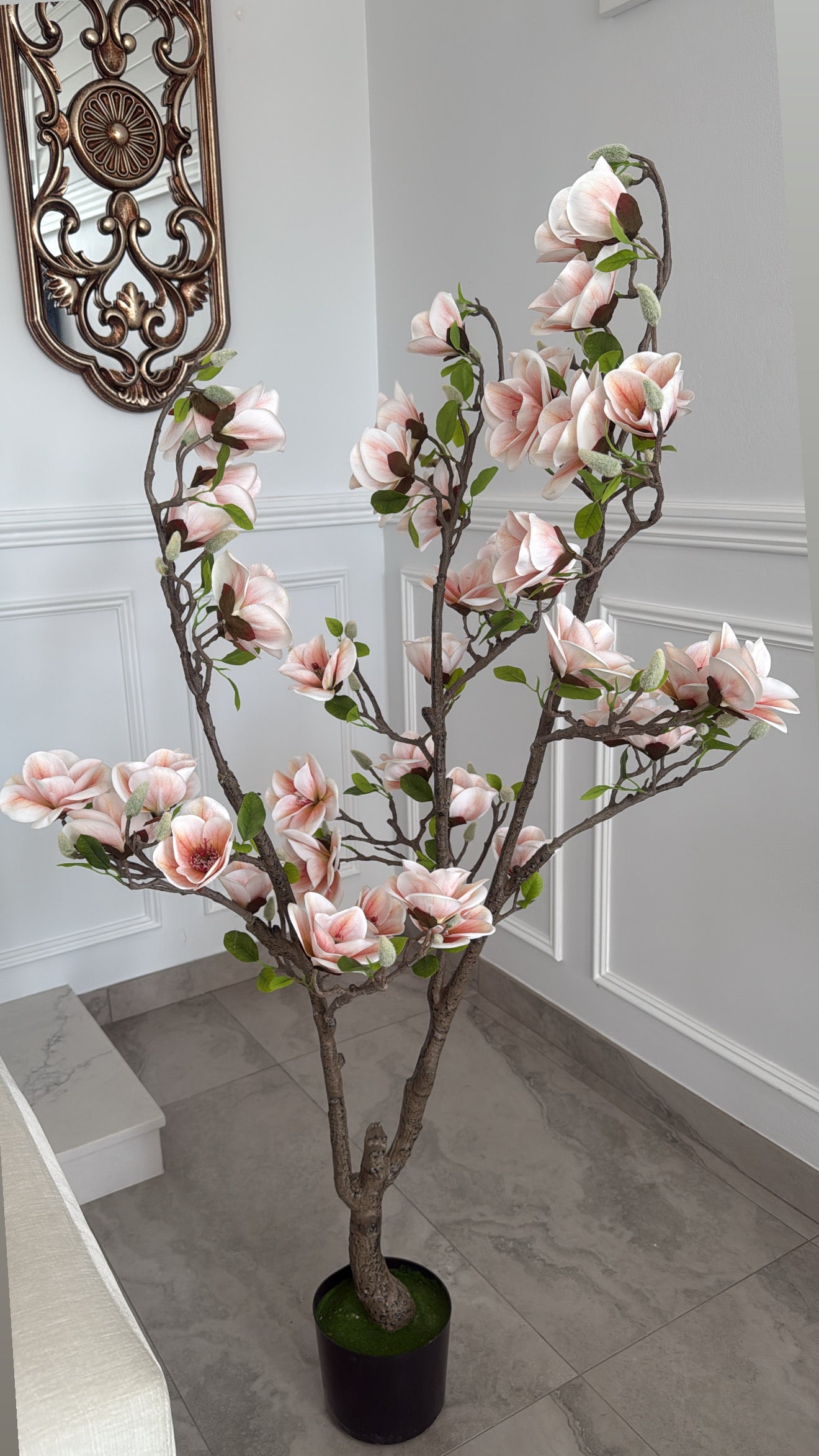 Magnolia artificial plant tree / gold pot - Luscious Homewares