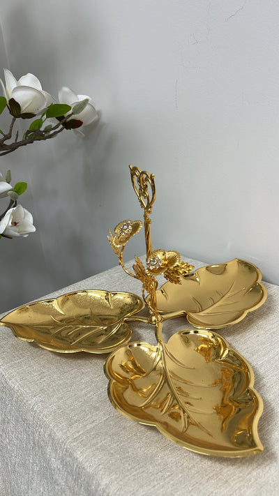 Intricate gold leaf serving platter