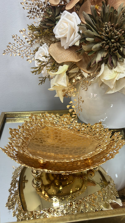 Intricate gold serving decorative / snack tray