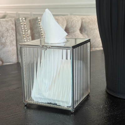 Porcha square silver tissue box - Luscious Homewares