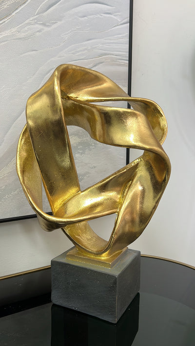 Intertwine resin black and gold sculpture stand