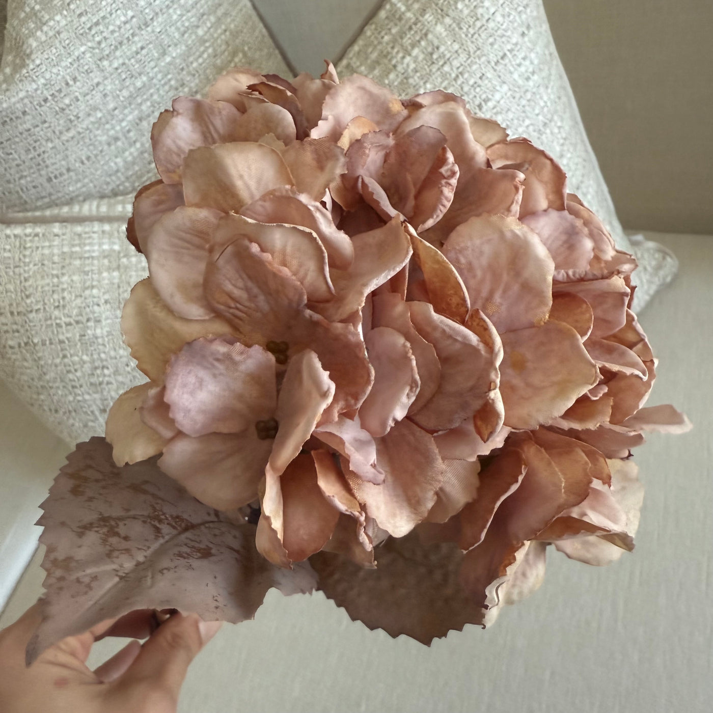 Blush Hydrangea soft touch artificial stem - Luscious Homewares
