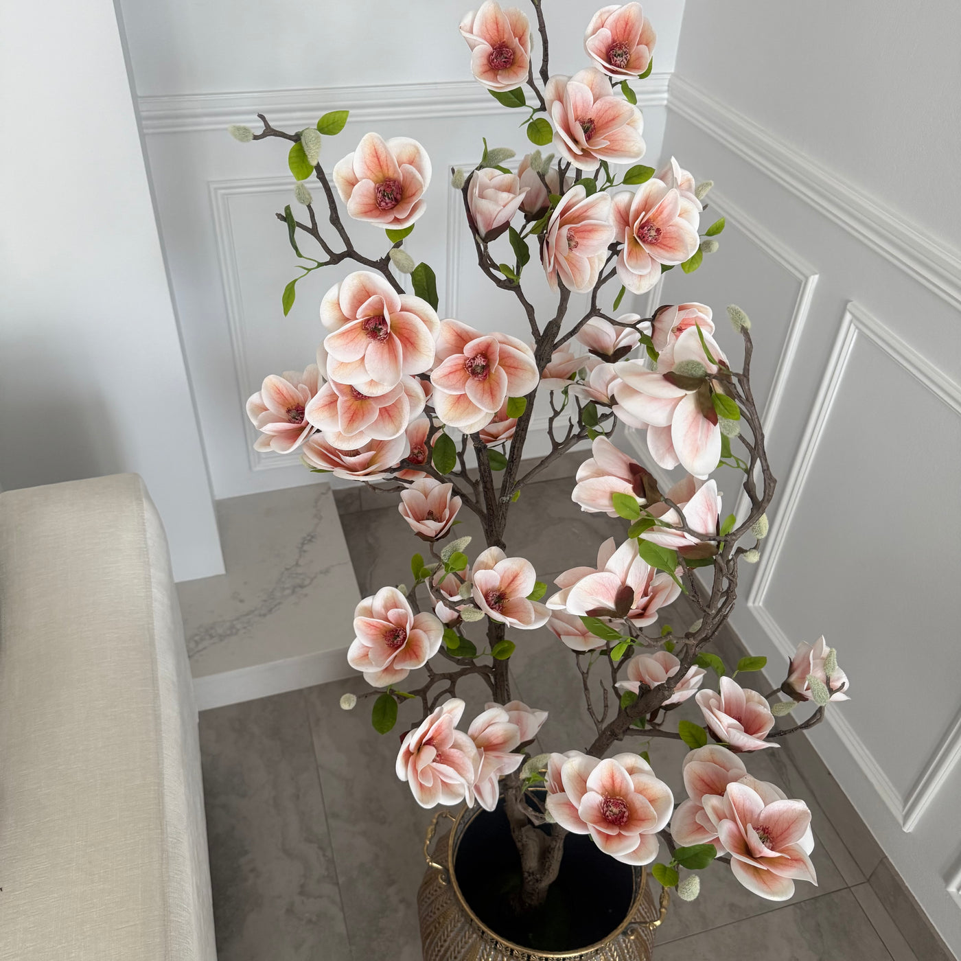 Magnolia artificial plant tree / gold pot - Luscious Homewares