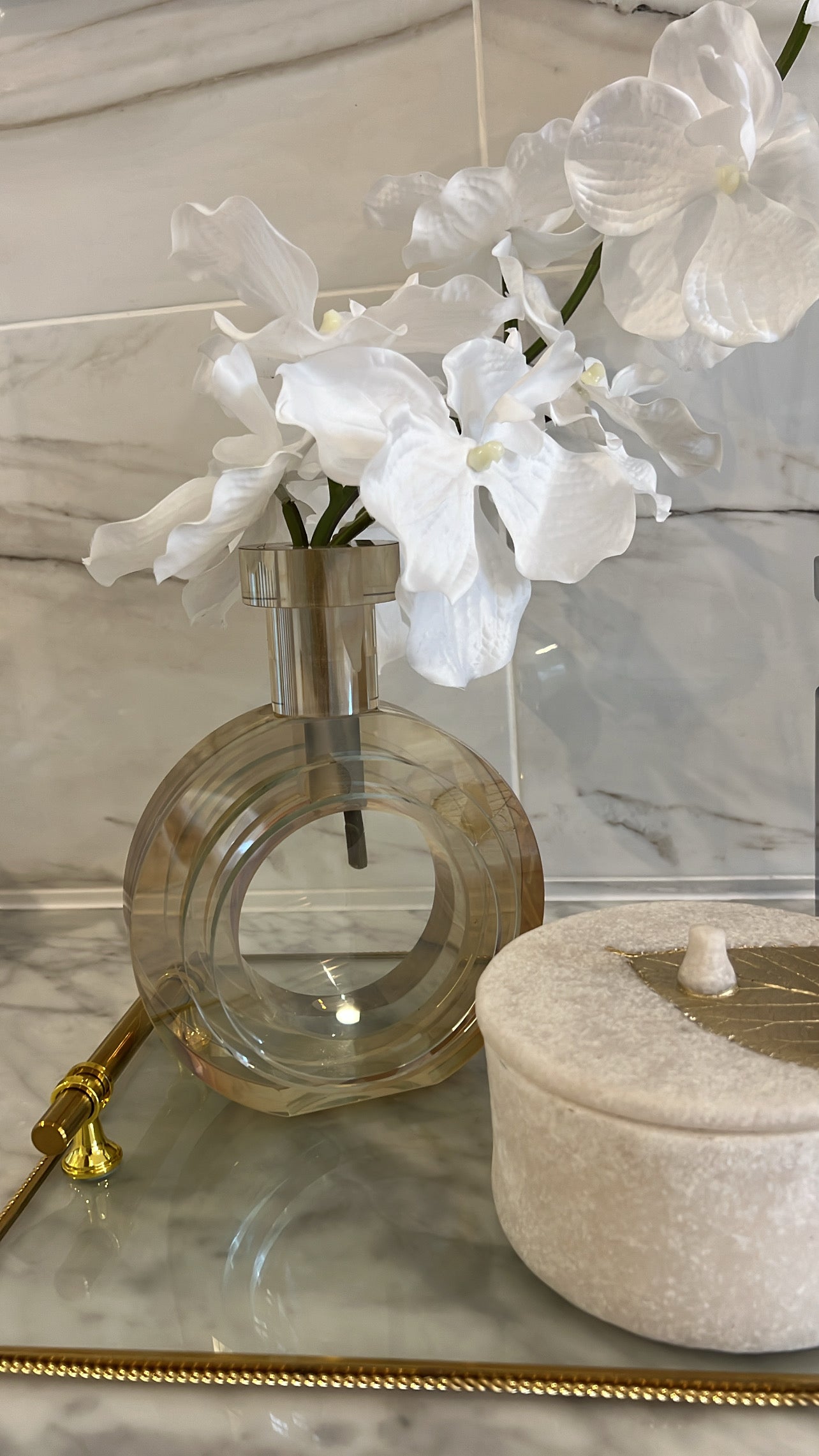 Amber crystal glass vase - Luscious Homewares