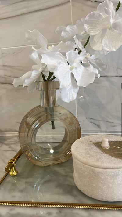 Amber crystal glass vase - Luscious Homewares