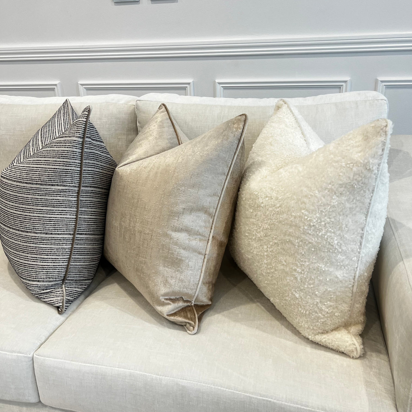 Delanie champagne cushion - Luscious Homewares