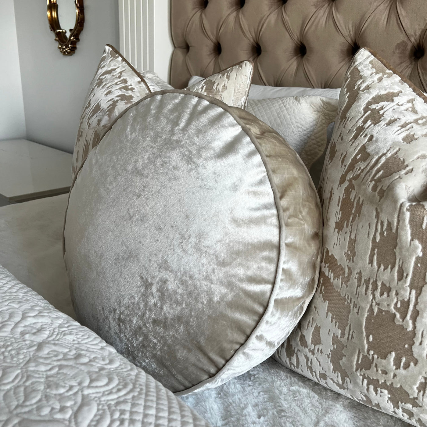 De-luxe Nude round cushion 50cm diameter - Luscious Homewares