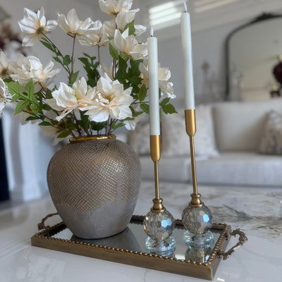 Crystal bell Gold candle holders set of 2