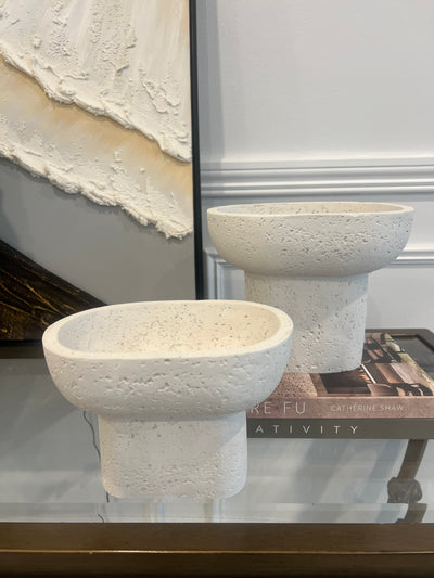Vessel white Stone decorative bowl - Luscious Homewares