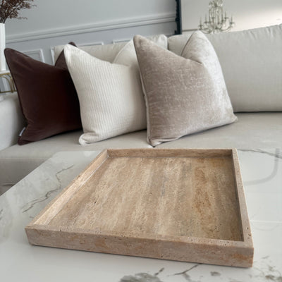 Travertine Stone square tray 30x30cm - Luscious Homewares