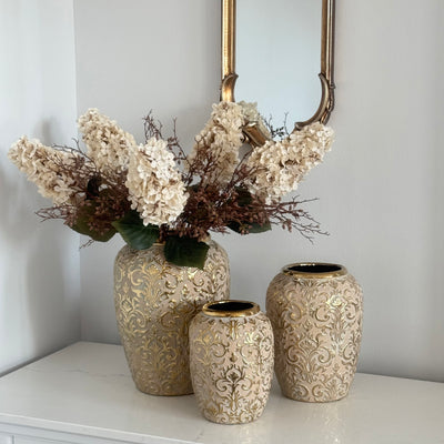 Cream Dried faux Hydrangea artificial stem - Luscious Homewares