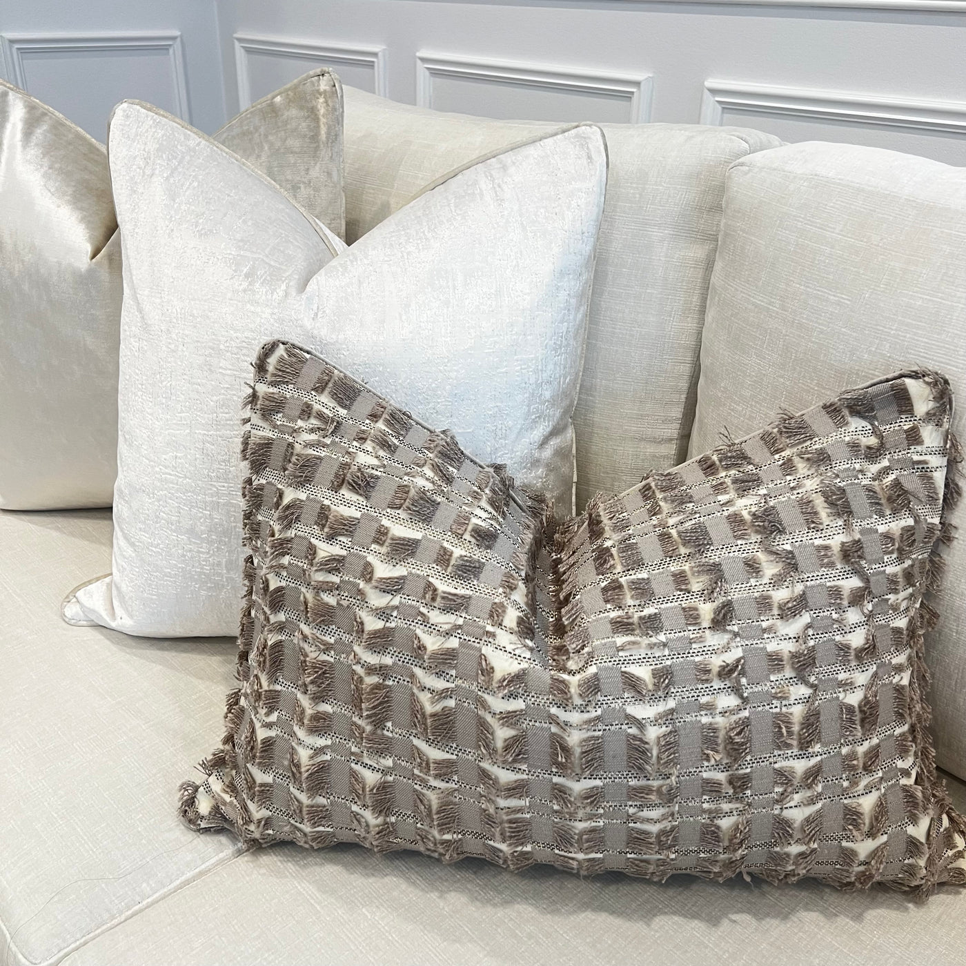 Dante taupe cushion - Luscious Homewares