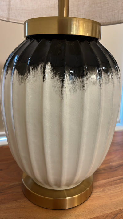 Ezra ceramic table Lamp linen shade - Luscious Homewares
