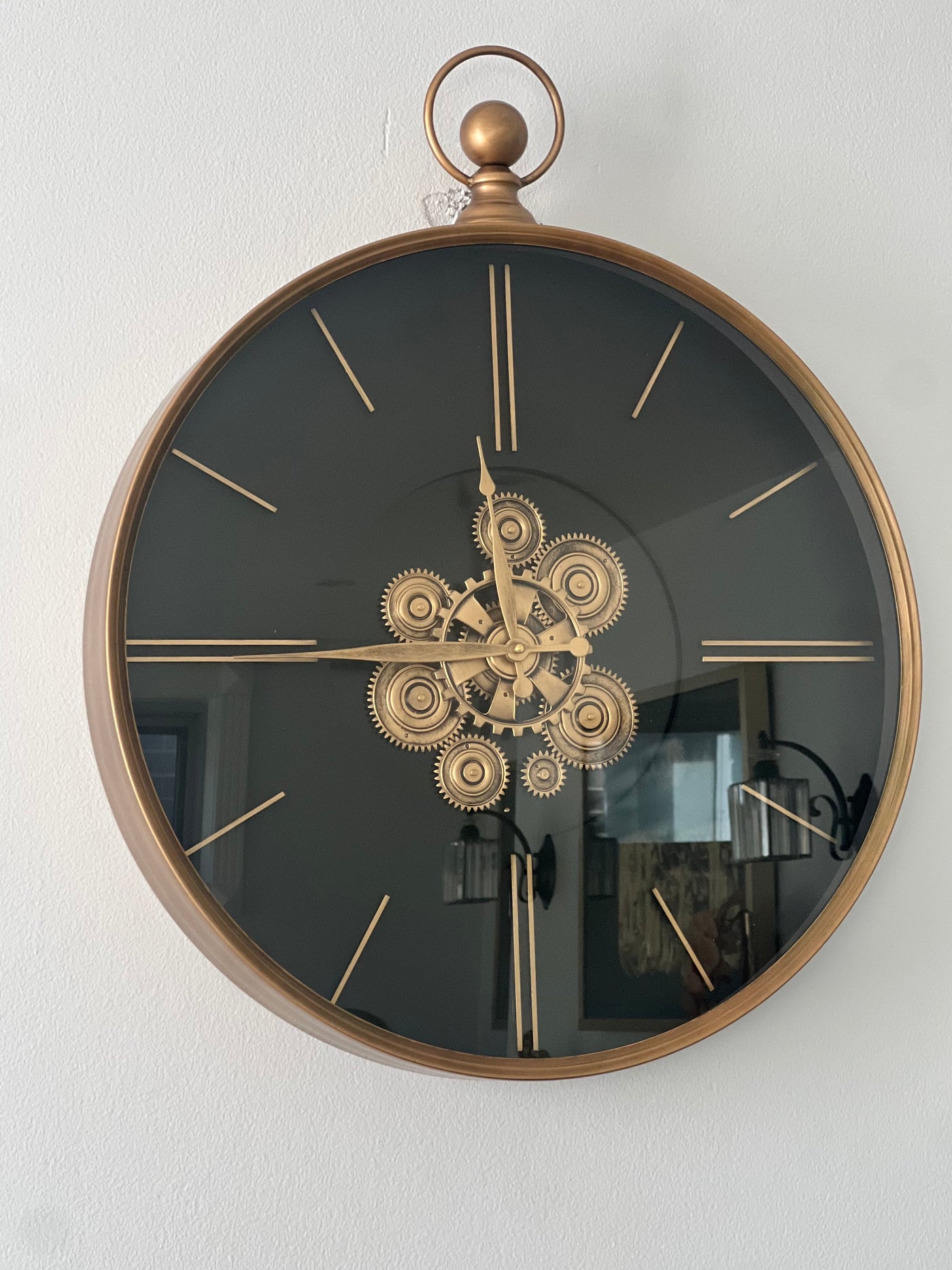 Industrial round wall clock with exposed gears 60 cm - Luscious Homewares