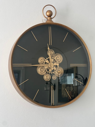 Industrial round wall clock with exposed gears 60 cm - Luscious Homewares