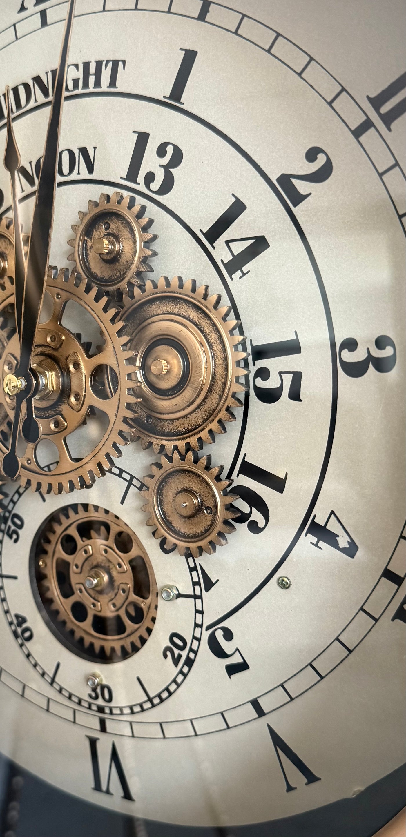 Gold tripod floor gear clock 160 cm - Luscious Homewares