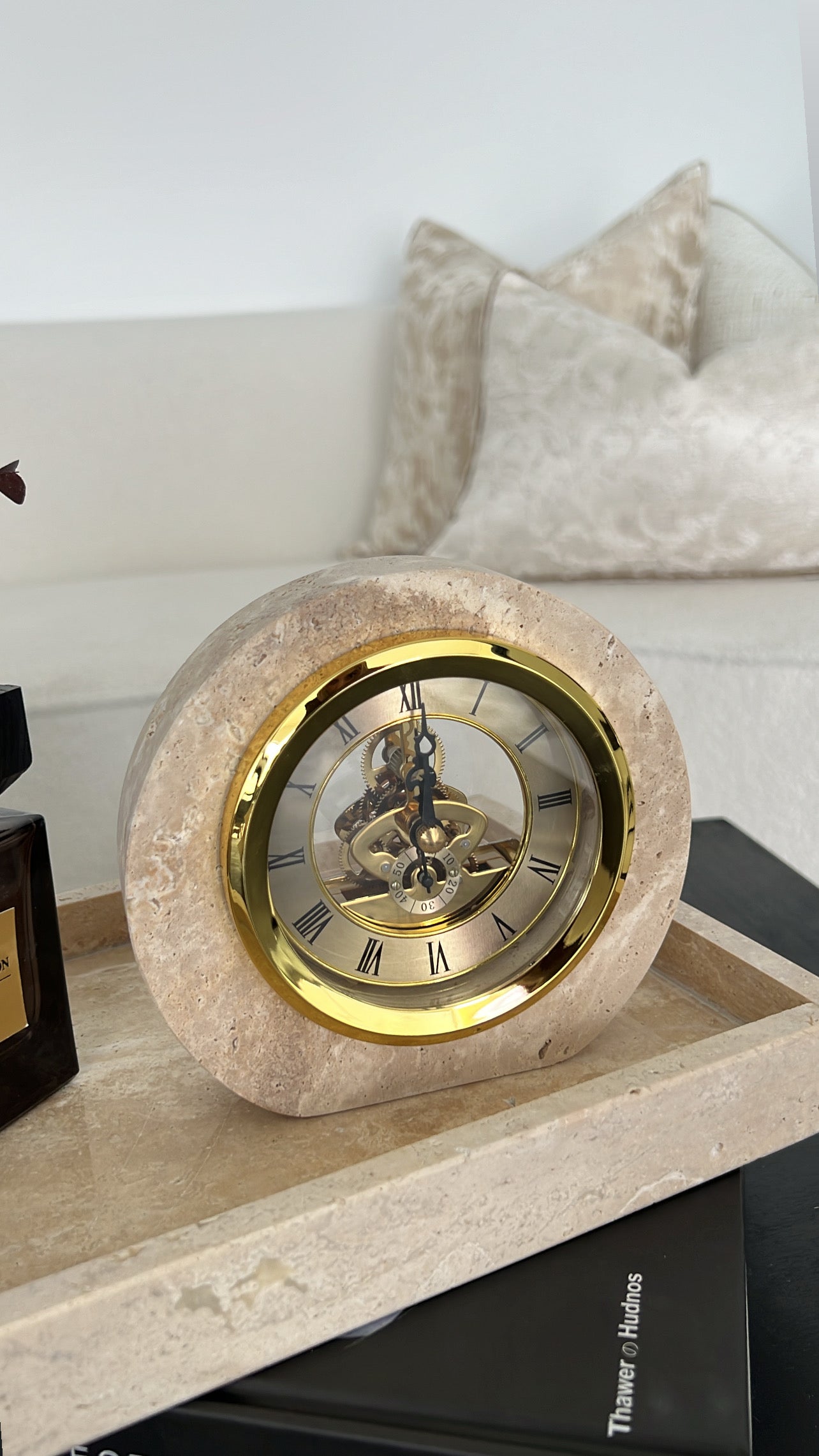 Travertine stone clock