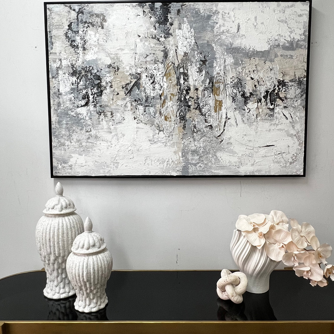 Verre textured Canvase wall art black frame - Luscious Homewares