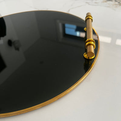 Smoked glass round tray - Luscious Homewares