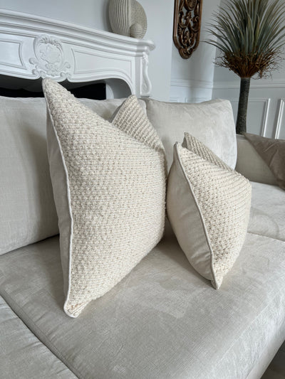 Boucle neutral noughat cushion - Luscious Homewares