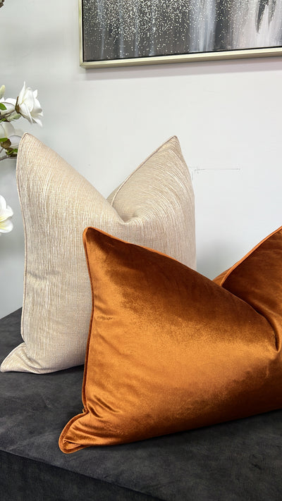 Luxe velvet orange cushion