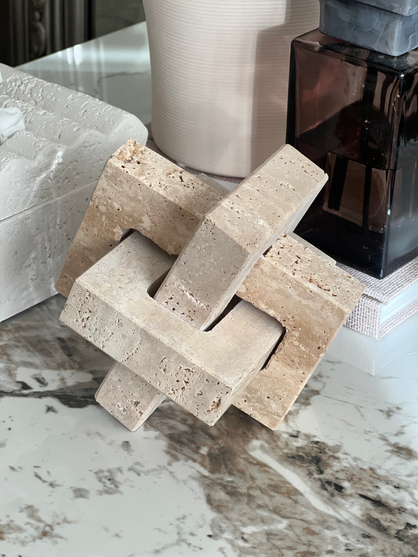 Travertine Stone knot - Luscious Homewares