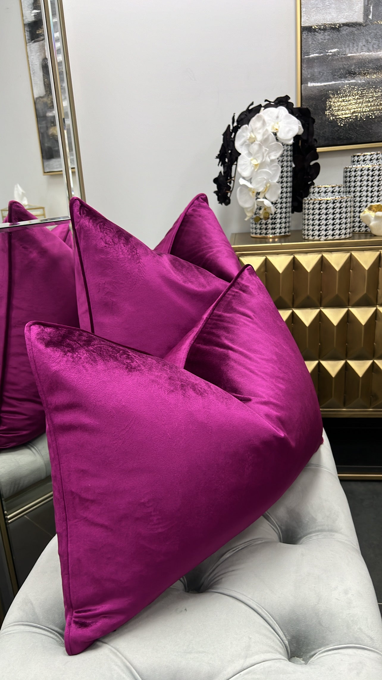 Luxe fuchsia pink cushion