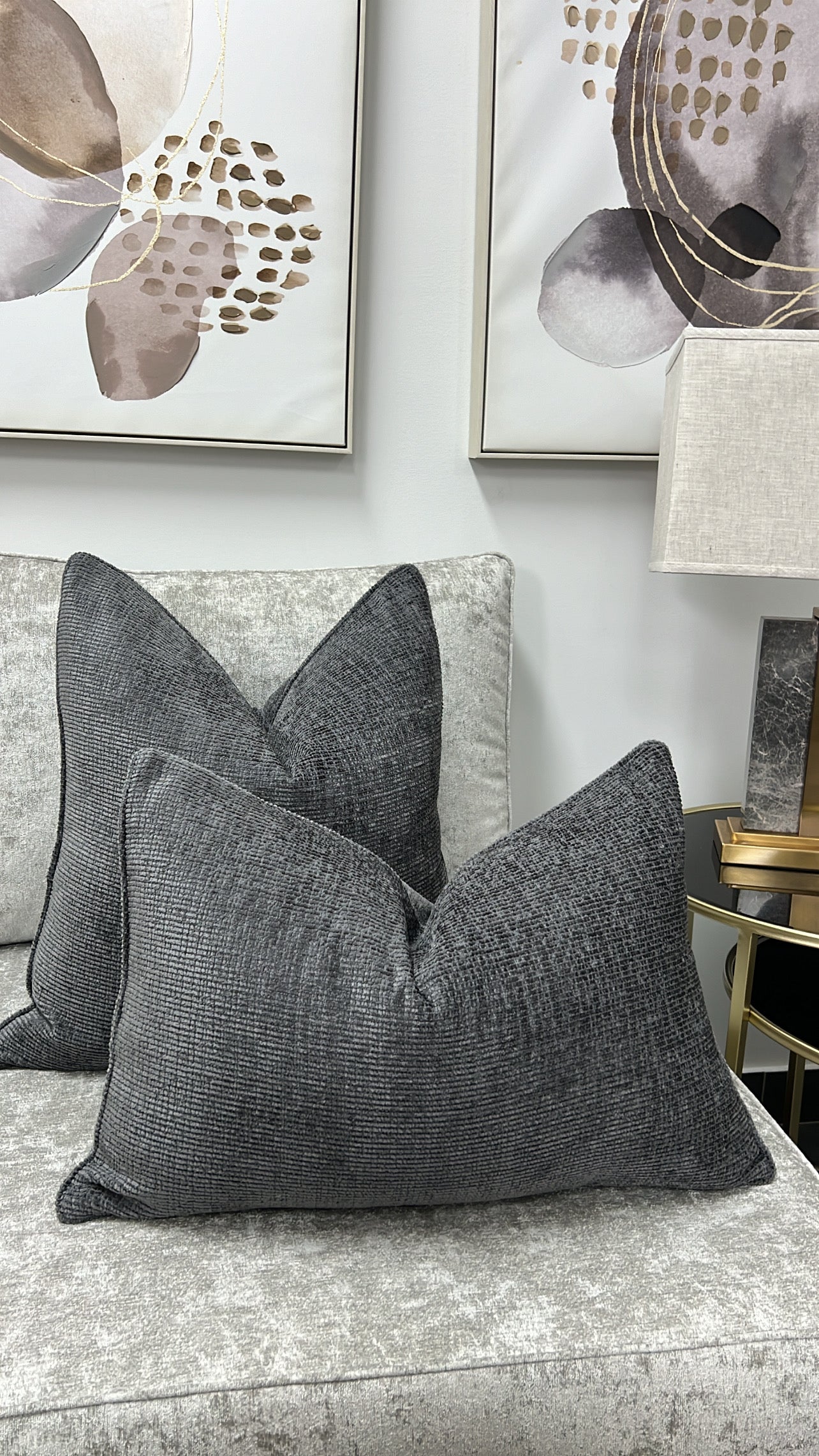 Terrian charcoal cushion - Luscious Homewares