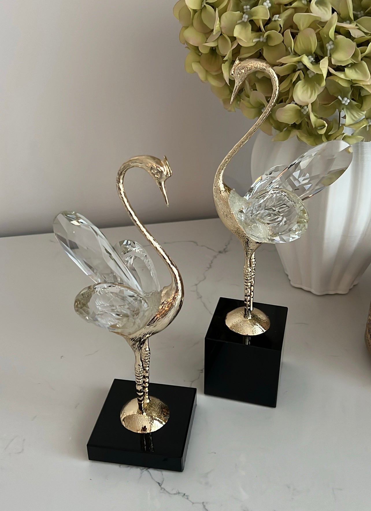 Crystal gold tall swan figurine - Luscious Homewares