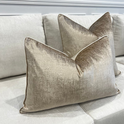 Delanie champagne cushion - Luscious Homewares