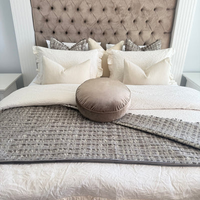 Dark champagne round cushion 50cm diameter - Luscious Homewares