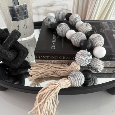 Marbled Stone decorative bead chain tassels - Luscious Homewares