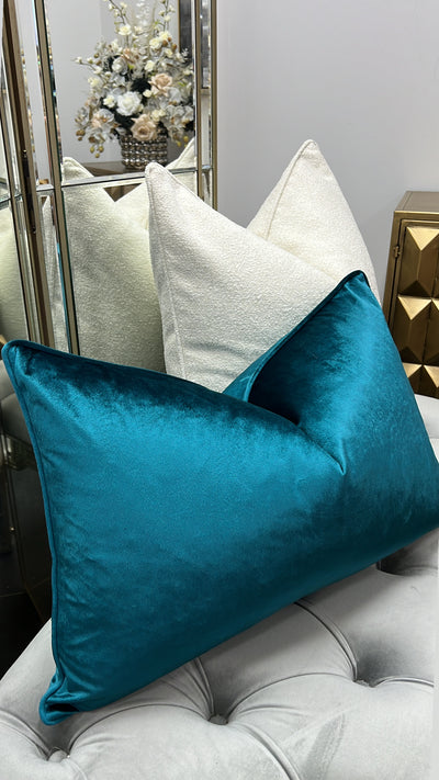 Luxe teal velvet cushion