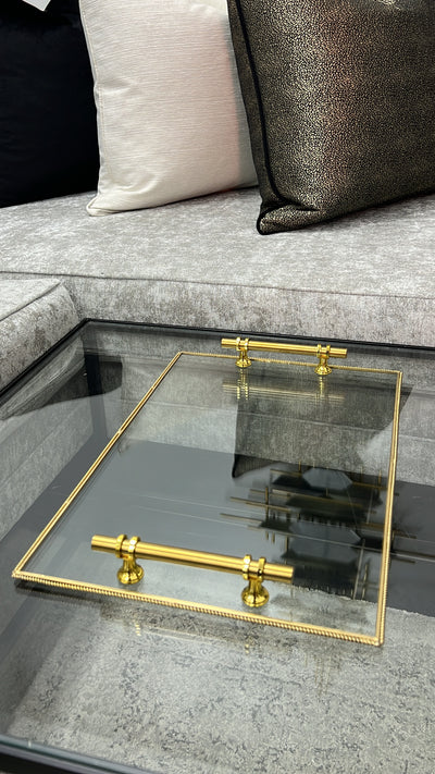 Gold rim glass tray rectangle - Luscious Homewares