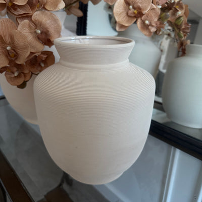 Ria Textured handmade beige vase - Luscious Homewares