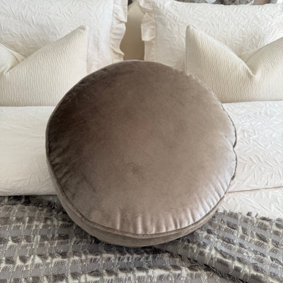 Dark champagne round cushion 50cm diameter - Luscious Homewares